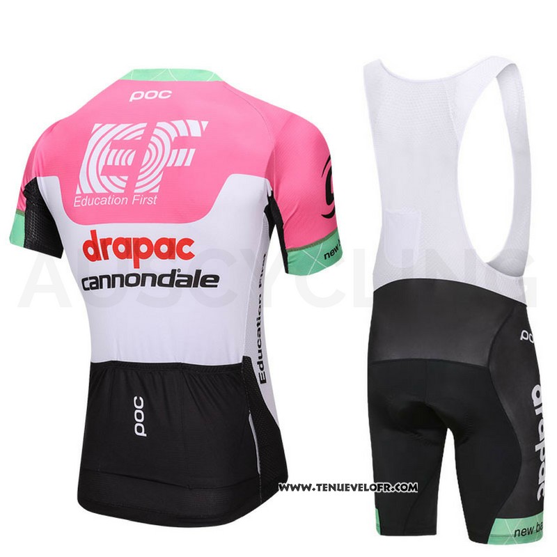 2018 Maillot Ciclismo Cannondale Drapac Blanc et Rose Manches Courtes et Cuissard